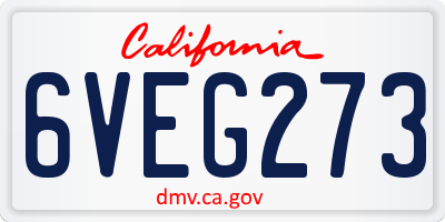CA license plate 6VEG273