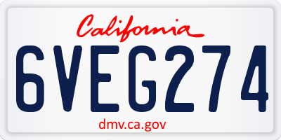 CA license plate 6VEG274