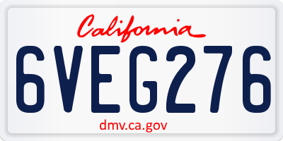 CA license plate 6VEG276