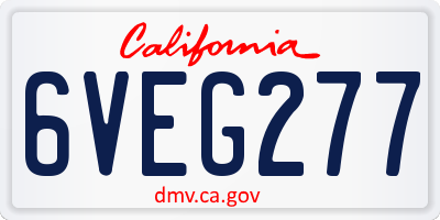 CA license plate 6VEG277
