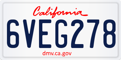 CA license plate 6VEG278