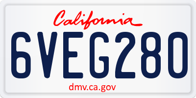 CA license plate 6VEG280
