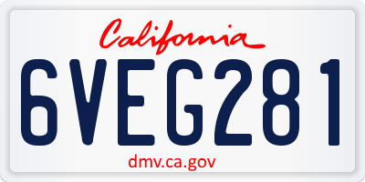 CA license plate 6VEG281