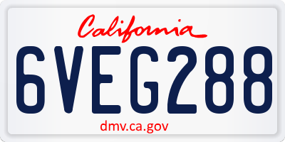 CA license plate 6VEG288