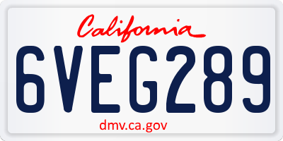 CA license plate 6VEG289