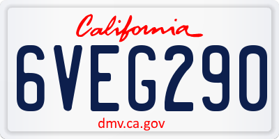 CA license plate 6VEG290