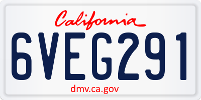 CA license plate 6VEG291