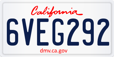 CA license plate 6VEG292