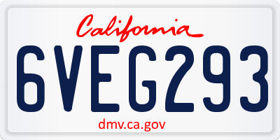 CA license plate 6VEG293
