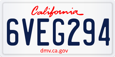 CA license plate 6VEG294