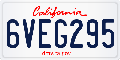 CA license plate 6VEG295