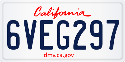 CA license plate 6VEG297