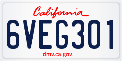 CA license plate 6VEG301