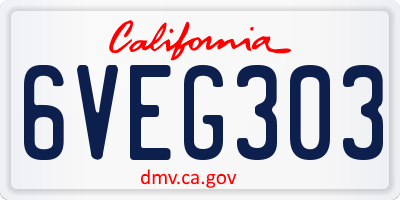 CA license plate 6VEG303