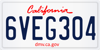 CA license plate 6VEG304