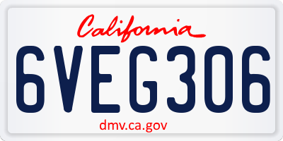 CA license plate 6VEG306