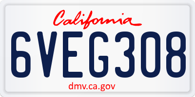 CA license plate 6VEG308