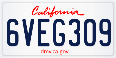CA license plate 6VEG309