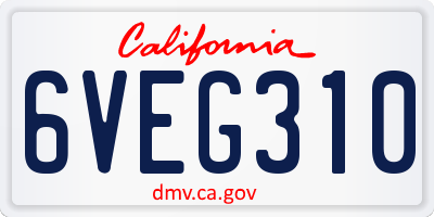 CA license plate 6VEG310