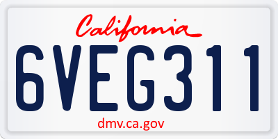 CA license plate 6VEG311