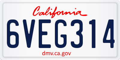 CA license plate 6VEG314