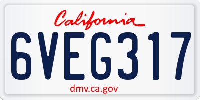 CA license plate 6VEG317