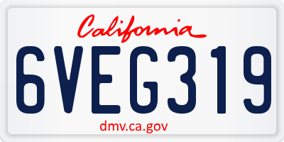 CA license plate 6VEG319