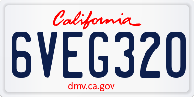 CA license plate 6VEG320