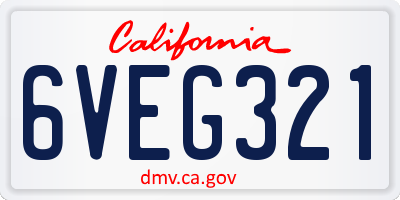 CA license plate 6VEG321