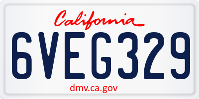 CA license plate 6VEG329