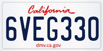 CA license plate 6VEG330