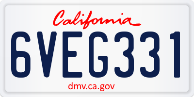 CA license plate 6VEG331