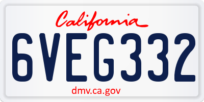 CA license plate 6VEG332