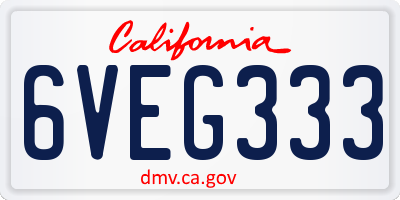 CA license plate 6VEG333