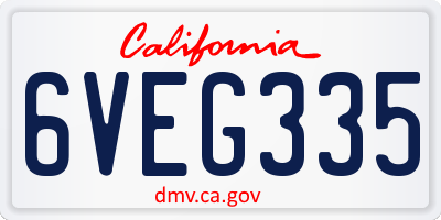CA license plate 6VEG335