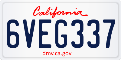 CA license plate 6VEG337