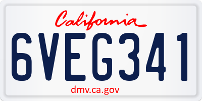CA license plate 6VEG341