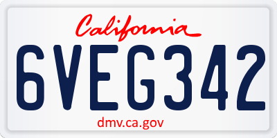 CA license plate 6VEG342