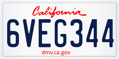 CA license plate 6VEG344