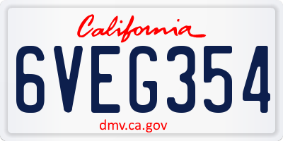 CA license plate 6VEG354