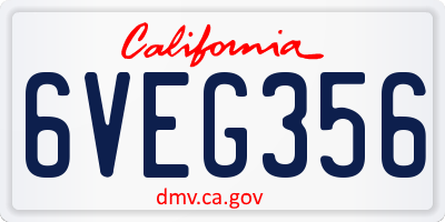 CA license plate 6VEG356