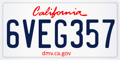 CA license plate 6VEG357