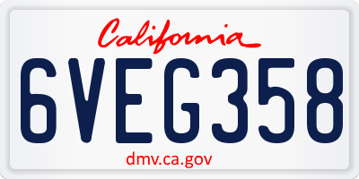 CA license plate 6VEG358