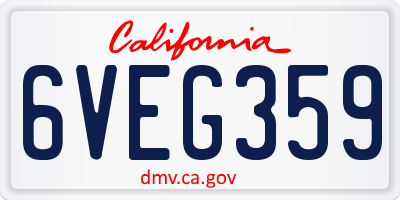 CA license plate 6VEG359