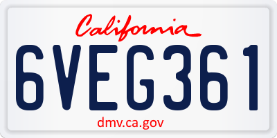 CA license plate 6VEG361