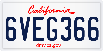 CA license plate 6VEG366