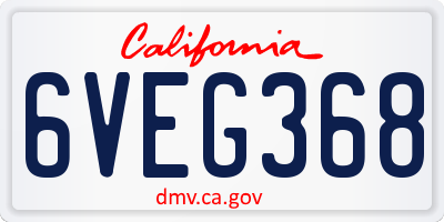 CA license plate 6VEG368
