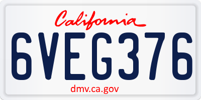CA license plate 6VEG376