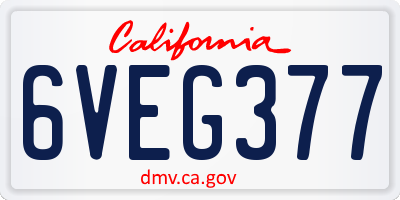 CA license plate 6VEG377