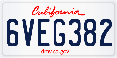 CA license plate 6VEG382